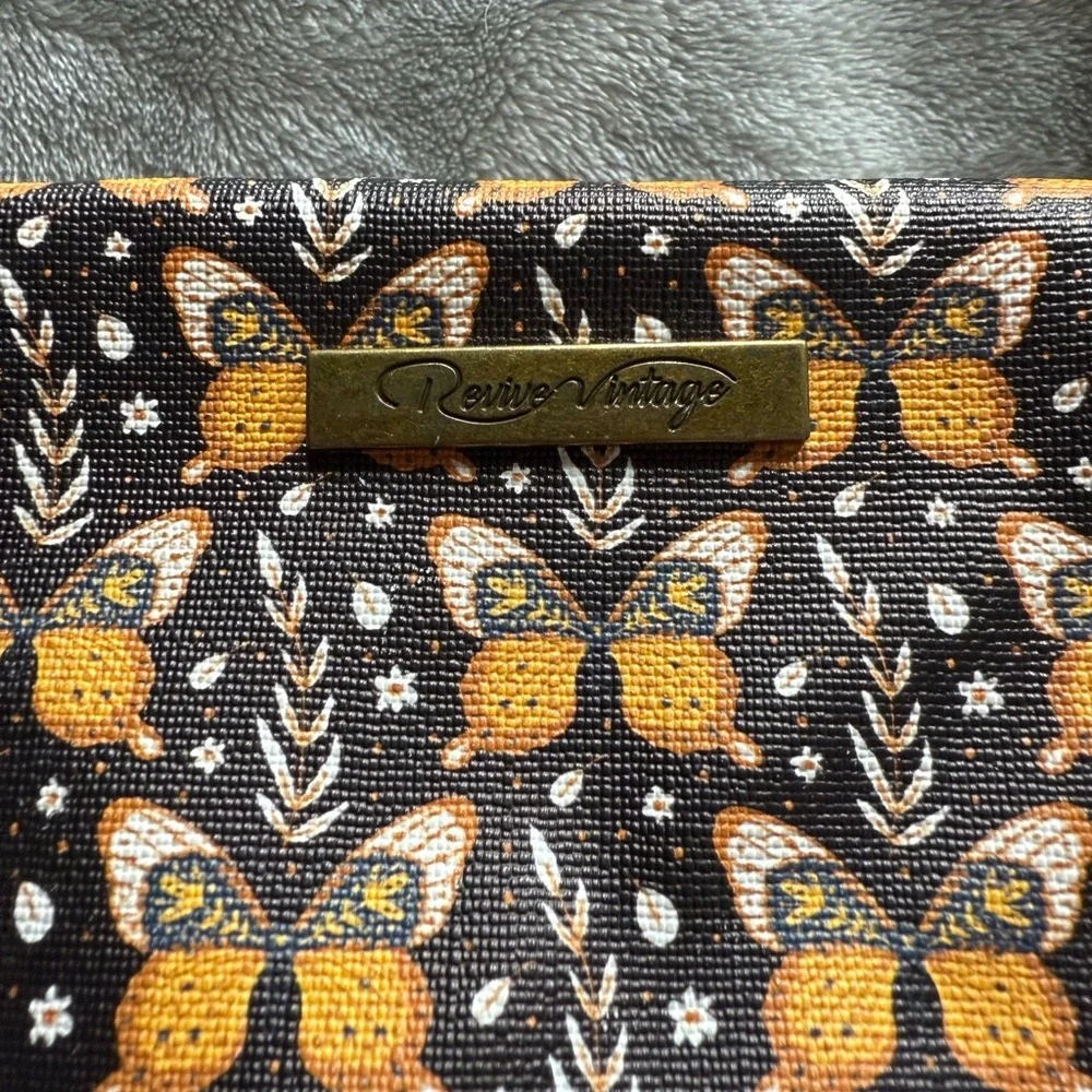 Revive Vintage Chic Butterfly Cosmetic Bag - Black and Yellow